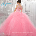 Sequined Beading Crystal Quinceanera vestido de bola vestido rosa